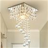 Finktonglan Plafoniera Moderna in Cristallo - Lampadario a Soffitto Elegante 20×20×35 cm con Attacco E27, Struttura in Acciaio Inox, Ideale per Soggiorno, Camera da Letto, Sala da Pranzo