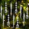 Kiiwah 20 Pezzi Fiocchi di Neve in Cristallo Ornamenti Decorazioni per Alberi di Natale, Acrilico Fiocco di Neve Ghiacciolo Con Fili da Appendere Pendenti Ornamenti per Festa Decorazione Invernale