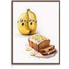 Dazzlewall Arte Divertente per Cucina, Poster Capriccioso di Banana e Pane per Cucina o Sala da Pranzo Eclettica, 12x16 Pollici senza Cornice