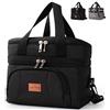 BalladHome Borsa Termica Porta Pranzo 10 Litri Borsa Termica Borsa Porta Pranzo Riutilizzabile Borse per il pranzo Portatile Lunch Bag per Campeggio/Ufficio/Scuola (Nero)