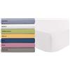Tata Home Lenzuolo sotto con Angoli ed Elastici 100% Cotone Misura Piazza e Mezza cm 140x200 Altezza Materasso cm 24 Colore Bianco