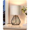 EDISHINE Lampada da Comodino, Paralume in Velluto Champagne, LED 4W Inclusa | Attacco E14, Bianco Caldo 2700K, Base Metallica Nera a Forma di Goccia, Lampada da Tavolo Moderna per Soggiorno, 29 cm