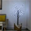 HOMCOM Albero di Natale Luminoso di Betulla Alto 150 cm, Marrone | Albero Illuminato, 96 Luci LED, 12 Rami, Base Larga, 4 Picchetti, Impermeabilità IP44, per Interni ed Esterni