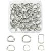 Ipotkitt 60 anelli a D in acciaio inox 304, 6 stili, chiusure in metallo aperte per gioielli fai da te, borse, accessori per indumenti e collari per animali domestici