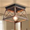 Ganeed Plafoniera Rustica 1 Luce Quadrata Metallo | Mini Lampada a Gabbia per Cucina Isola Corridoio Camera Letto Ingresso Sala da Pranzo, Attacco E27