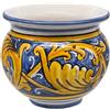 Sicilia Bedda - VASO IN CERAMICA SICILIANA - Diametro 10 Centimetri - Decorazione Maioliche - Prodotto Artigianale di Alta Qualità (Maiolica Blu)