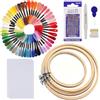 REBECCAGIBSON 76 Pezzi Croce Kit Ricamare, Multicolore Kit Arte Maglieria con Ago Perforatore,50 Colori Filo Ricamo in poliestere Kit,Cerchio portatile Ricamo maglia,per Mestieri Accessori