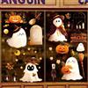 Hianjoo Adesivi per finestre di Halloween, Simpatici Adesivi per Finestre a Forma di Zucca Fantasma, 9 Fogli da 71 Pezzi in PVC Bifacciale con Candele Fantasma, Scope per Decorazioni di Halloween