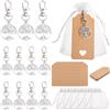 CREATCABIN 24 Set Portachiavi Albero della Vita per Dipendenti Sacchetti Organza Cartoncino Bianco Moschettone Girevole Anelli Portachiavi Rotondi Lega Confezione Multipla per Team Ospiti Ritorno