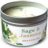 Chandelita Candele Profumate alla Salvia e Gelsomino con Cera di Soia per Meditazione, Rilassamento, Guarigione dei Chakra, Benessere Spirituale e Profumo Floreale Rilassante - Candela Profumata