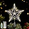 Lewondr Puntale Per Albero Di Natale Stella, 11.42 Stella In Resina Lucente Con 20 LED, Timer 6H & 8 Modalità USB Telecomando, Puntale Per Decorazione Natalizia Da Interno, Argento