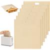 FerraDrend 6pz Sacchetti Toast Riutilizzabili,17x19cm Bustine per Tostapane in Teflon | Sacchetti per Panini Tostati Antiaderenti,Resistente Alle Alte Temperature,Bianco Toaster Bags,per Microonde, Grill, Forno
