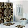 ZGDPBYF Set di 4 pezzi per bagno geometrico nero dorato chiave greca meandro, tappetino da bagno antiscivolo, tappeto da pavimento, decorazione per interni, tenda doccia impermeabile, bagno