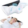 HOMCA Cuscino Cervicale Memory Foam per Supporto, Nero, 60x35x8/12cm | Cuscino Ergonomico per Dormire sul Fianco e sulla Schiena, Cuscino Letto, Fodera Rimovibile e Lavabile