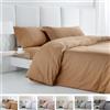 COTTON ARTean Set Copripiumino Terracotta Leuna, 300 Fili di Cotone Egiziano Satinato 200, Fodera Piumone 280 x 240 + 2 Fodere per Cuscini + Lenzuolo con Angoli Adattabile