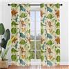 Hiseng 2 Pezzi Tende Voile Trasparente Interni Decorativi Sheer Tenda per Camera da Letto Finestre Porta Cucina Soggiorno, Dinosauro Stampa Semi Trasparente Tende (80x115cm,Dinosauro Beige)