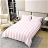 Generic Set Copripiumino Matrimoniale Strisce Rosa e Bianche, Copripiumino Reversibile Geometrico in Morbida Microfibra Stampato 3D, Biancheria da Letto 250x200 Righe 3 Pezzi con Federe b5057
