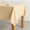 GAMUSI Tovaglia antimacchia quadretti Vichy, rettangolare, in cotone tessuto, tocco naturale, 140 x 100 cm, giallo