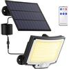 Topabol Luce Solare Led Esterno con Sensore di Movimento 3000K Giallo Caldo Luci da Esterno con Telecomando, IP65 Impermeabile LED Lampade da Garagismo con Estensore da 5M