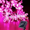 Clearhill Confezione da 2 Catene solari 7 m, 50 LED Rosa, 8 modalità, fiori di ciliegio impermeabile esterni, recinto giardino, cortile, albero Natale