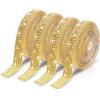 Yolev 4 Rotoli Nastro Di Strass Oro 1 Iarda Larghezza 0,9 Cm Adesivi Glitter Finiture Cintura Di Diamanti Brillantini Per Scarpe Artigianato Passamaneria Decorativa Gioiello Matrimonio Fai Da Te