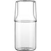 ZILJJ Set di caraffa da comodino con bicchiere in vetro per comodino, bottiglia in vetro per bagno, brocca d'acqua fredda con set di tazze, 500 ml (trasparente)