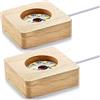GodtKowty Confezione da 2 basi in legno per display a LED, base in cristallo per luce calda, quadrate, USB, arte in resina e gioielli, per display laser in cristallo 3D