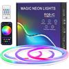 TK99SW Striscia LED Neon 1 metri, con Controllo App e Telecomando, Sincronizzazione di Musica, IP67 Impermeabile, RGBIC Striscia LED Esterno USB, per Decorazione, Esterno