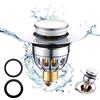 SHFYFHS Tappo Lavandino Bagno, Tappo Bidet Universale Pop up, Filtro Tappo Lavandino Bagno, Filtro Pop up Tappo per lavello con Anti Clogging, per vasca da bagno, cucina, lavabo, D'argento (Per Ø 34-40mm)