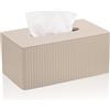Huiguli Porta Fazzoletti Rettangolare in Pelle PU, Beige | Scatola per Fazzoletti 25 × 14 × 11,5 cm, Scatola Porta Fazzoletti per Ufficio, Casa, Bagno, Auto