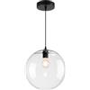 LFsem Lampada a Sospensione in Vetro Moderna Minimalista E27 Globo in Vetro Portalampada Nero Cavo Regolabile 150 cm per Isola Cucina Sala da Pranzo Camera da Letto Caffè Corridoio (20CM)