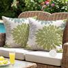 ViaElayu Federe Cuscini Divano Esterno Impermeabili 45x45 Verde Salvia Astratta Dalia Floreale Primaverili Quadrati Moderni Decorativo Fiore Copricuscini Per Divano Giardino Camera da Letto Set di 2