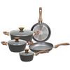 Tognana Great Stone, Batteria di pentole e padelle, Set con 2 padelle, 3 casseruole, 3 coperchi trasparenti, 8 Pezzi, Alluminio, Grigio