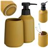 KADAX Set di Accessori da Bagno Moderni in Ceramica - Porta Spazzolino e Dispenser di Sapone (Giallo)