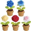 YANGSHINE 5 fiori finiti all'uncinetto fatti a mano in lana filato di lana artificiale lavorati a maglia rose per affinare ufficio auto cruscotto decorazione