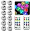 CLIUNT 12 Pezzi Luci da tè a LED Subacquee, Mini RGB Sommergibile Luce LED, Luci Piscina Impermeabile con Telecomando, Immersione Subacquea 16 Colori per Acquario Stagno Vasca da Bagno Giardino
