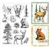 PH PandaHall Animali a Foresta Timbri Trasparenti Timbri In Silicone per Alberi Sigilli per Timbri In Gomma Timbri Artigianali Trasparenti per Scrapbooking