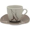 Omniacasa Servizio di Tazzine da caffè 12 Pezzi per 6 Persone Effetto Marmo Colore Bianco e Tortora Design Moderno in Porcellana Resistente, Lavabili in Lavastoviglie e Utilizzabili in Microonde