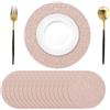 Tarklanda 50 tovagliette di carta rotonde scintillante Oro rosa, tovagliette usa e getta rotonde, 35 cm, decorative per tavolo da pranzo, feste, compleanno, Matrimonio