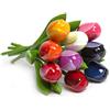 MomoMoments - Mazzo di tulipani in legno di alta qualità per la persona amata, 9 tulipani in legno dipinti a mano, 21 cm di altezza, decorazione fiori artificiali, prodotto in Olanda