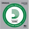 D'Addario Corda singola D'Addario NW038 per chitarra elettrica, Nickel Wound, .038