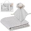 INTERBABY - Coperta Bolla e Dou Dou Orso Grigio | Set 80 x 110 cm in cotone e poliestere velluto + peluche da 28 x 17 cm, morbido al tatto, per bambini e bambine