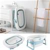 Supfine Bagnetto Neonato Vasca Bagno, Vaschetta Bagnetto Pieghevole con Seggiolino da Bagno e Supporto Antiscivolo, Dalla Nascita ai 6 Anni, Salvaspazio Portatile (83,5 x 55,5 x 43,7 cm, Blu)
