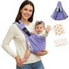 Sanilinwild Marsupio per neonati e bambini, ergonomico, comodo e leggero, per 3-20 kg, facile da indossare, ideale per genitori a mani libere, supporto lombare migliorato (fiore viola)