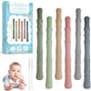 TTLUOKER Anello da dentizione per bambini, in silicone, 6 pezzi con 2 spazzole | Senza BPA, rinfrescante, a partire dai 3 mesi, lavabile in lavastoviglie