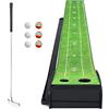 Losbenco Tappetino da golf verde con putter e 6 palline da golf, attrezzatura per allenamento con sistema di ritorno automatico della palla, per casa, ufficio, cortile, uso interno ed esterno