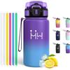 Motswedi Borraccia Termica 500 ml, con Cannuccia, Borraccia Acciaio Inox, per Bevande Calde e Freddo, Borracce Termiche, per Bici, Campeggio, Sport, Palestra, Viola pallido & azzurro cielo