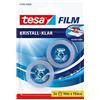 Tesa tesafilm Crystal Clear - 2 Rotoli - 10 m x 15 mm | Nastro Adesivo Trasparente, Cristallino e Lunga Durata, con Forte Adesione - Pellicola Aderente Resistente allo Strappo