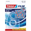Tesa Nastro Adesivo tesafilm Crystal Clear, Trasparente - 2 Pezzi, Con Dispenser | 2 Pellicola Adesiva Trasparente, 10 m x 15 mm - Alta Adesività, Resistente allo Strappo e Senza Solventi - Set con Dispenser