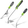 WORKPRO Set Estirpatori Erbacce 3 Pezzi - Strumenti da Giardino con Impugnatura Ergonomica in Plastica Rimuovi Infestanti, Raschietto Fessure & Zappa Manuale Acciaio Inox per Aiuole Prato